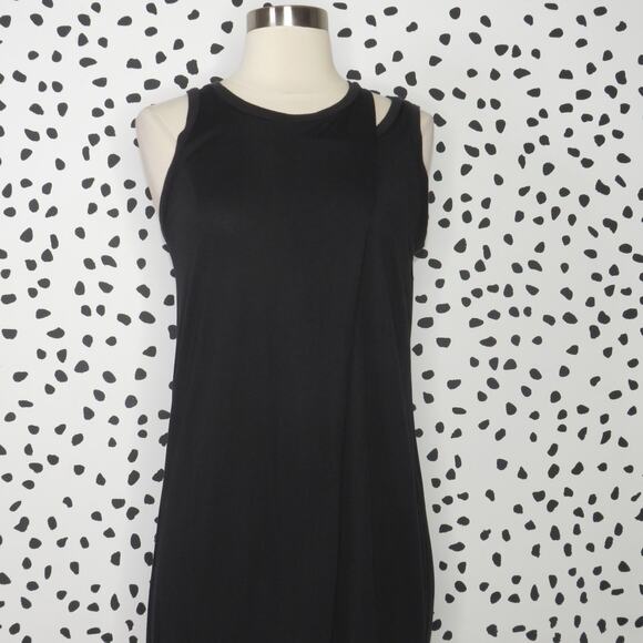 AllSaints Black Draped Front Caper Jersey Knit Sleeveless Dress - Picture 5 of 10